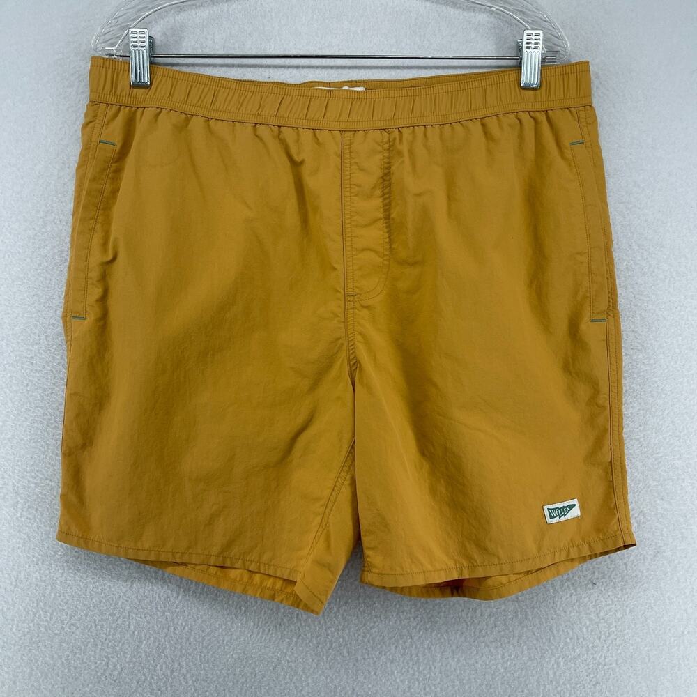 WELLEN Shorts Men L Swim Trunk 7" Boardshort Performance Lined Bathing Suit Gold